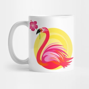 Flamingo Bird with Hibiscus Flower Mug